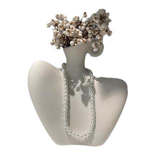 高级感摆件艺术创意美人肩陶瓷花瓶电视机柜客厅小众设计感摆件