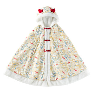 欧孕宝宝外出披风斗篷婴儿国风可伸手秋冬季防风披肩儿童保暖外套