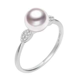 GiO珠宝 18K金Akoya海水珍珠戒指钻石指环轻奢气质许妍同款