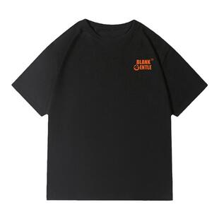 BlankGentle经典日系撞色LOGO印花短袖宽松圆领纯棉t恤美式简约