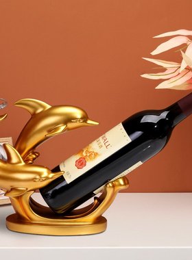 海豚红酒架树脂摆件欧式礼品装饰创意办公室客厅厂家批发乔迁酒柜