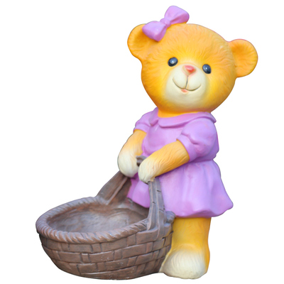 多肉小熊树脂花盆卡通庭院摆件