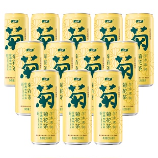 怡宝至本清润菊花茶饮料310ml*12瓶CAN罐装新年红色喜庆送人包装