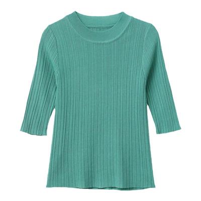 五分袖薄款针织衫女短款中袖上衣