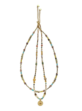 nicedream复古绿太阳花串珠项链