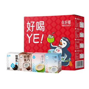 你好椰椰子汁礼盒装200ml*16瓶椰子水椰乳巧克力饮料年货送礼整箱