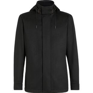 ZEGNA杰尼亚男装黑色Oasi Cashmere 羊绒连帽夹克外套