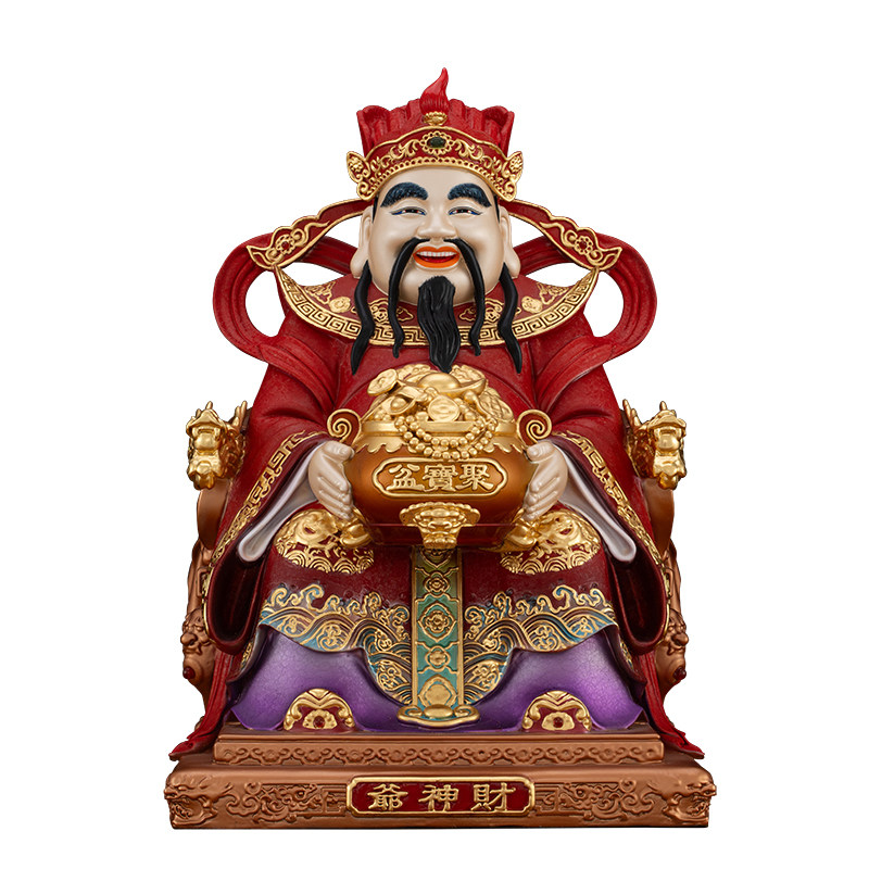 中式铜彩文财神招财摆件