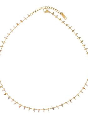 彩色米珠项链串珠小众叠戴锁骨链