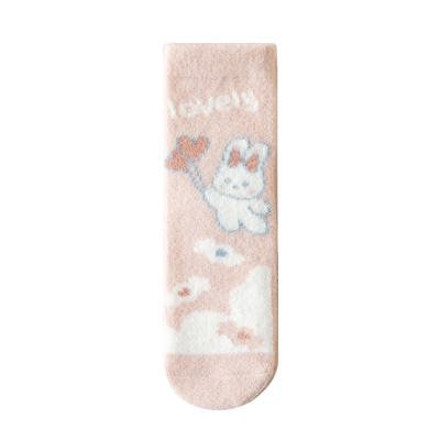 女童袜子秋冬季加绒加厚女宝宝可爱卡通保暖毛圈袜儿童睡眠毛巾袜