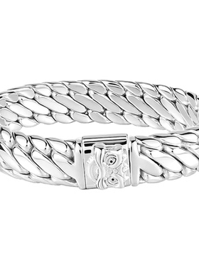 银千造 三马鞭足银999手工编织男女款纯银手链醒狮亮面实心银手串