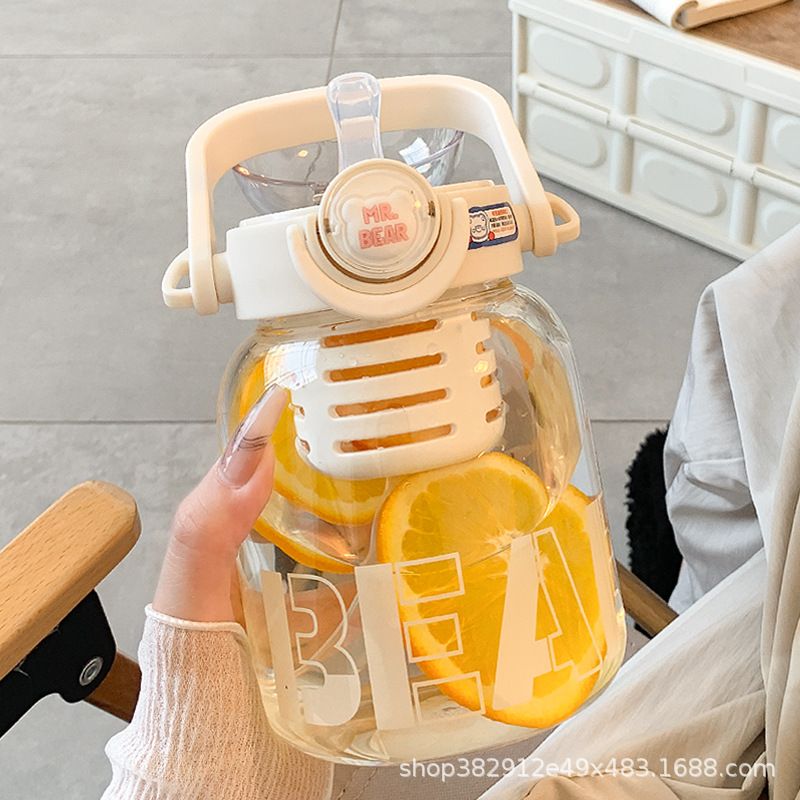 简约高硼硅玻璃杯带透明仓颜水杯杯子夏季女生茶大容量吸管高值带