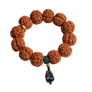 大金刚菩提子手串盘玩尼泊尔原籽五瓣龙纹精品文玩配饰黑曜石貔貅