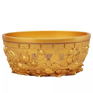 拂尘老师推荐纯铜五福聚宝盆九运摆件实心加厚腾飞黄铜招财进宝盆