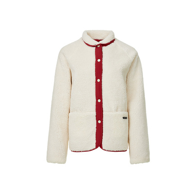 SKYHAND 外套女秋季新款仿羊羔绒短款外套女户外夹克保暖棉服上衣