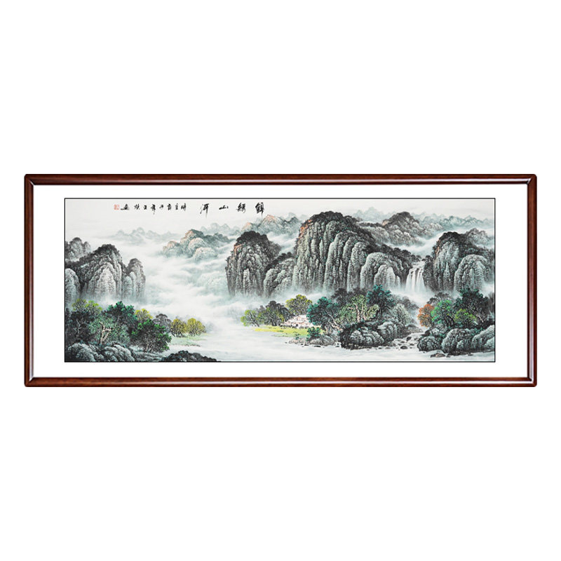 锦绣山河手绘山水画国画客厅挂画