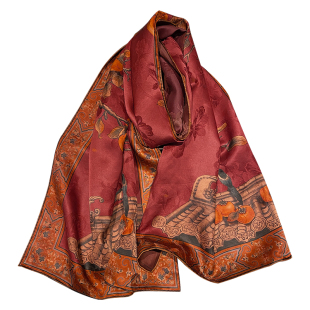 【柿柿如意】香云纱提花真丝长巾中国风高端送礼蚕丝丝巾披肩围巾