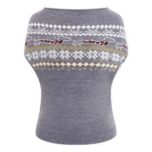 出逃赤岗西 复古费尔岛披肩式针织背心女设计感丝光羊毛无袖马甲