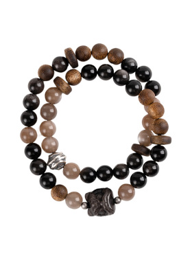 奶茶月光黑曜石手链情侣七夕礼物