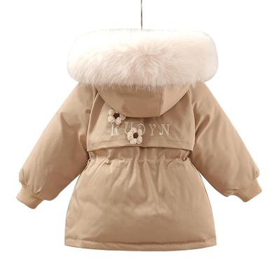 女童中长款大毛领羽绒棉服