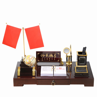 老板办公室桌面上装饰品摆件高档创意文台多功能笔筒开业礼品定制