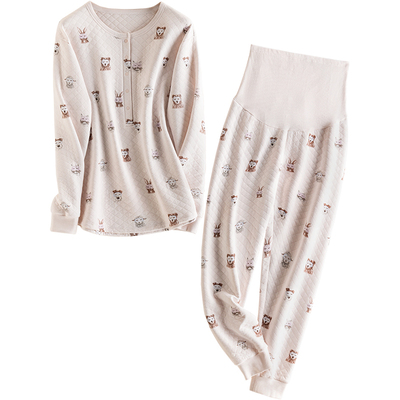 月子服秋冬款纯棉空气棉孕妇睡衣