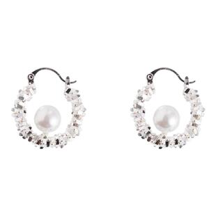 精致爆闪碎银子珍珠耳环2025超火耳饰因缺斯汀轻奢高级感气质耳扣