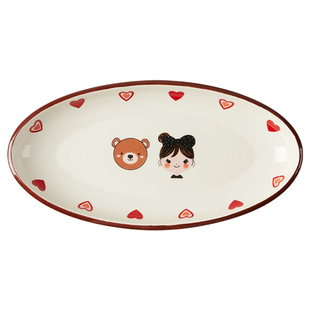 即物碗碟套装家用2025新款陶瓷餐具创意卡通可爱的碗盘子套装勺筷