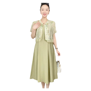 【特价】母亲节礼物妈妈夏装新中式连衣裙套装中年女中老年长裙子