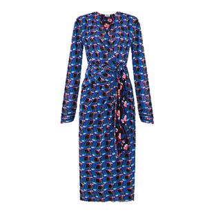 [NEW WARP]DVF双面印花弹力网纱裹身连衣裙DW3T008