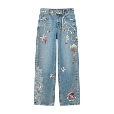 JuicyCouture橘滋印花牛仔裤