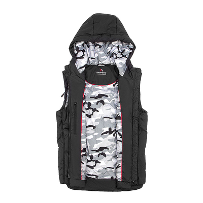 威鹏拼接绗缝连帽保暖羽绒马甲