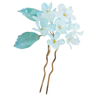 苍山雪 热缩花簪新中式水彩发簪盘发国风步摇汉服头饰旗袍发钗u型