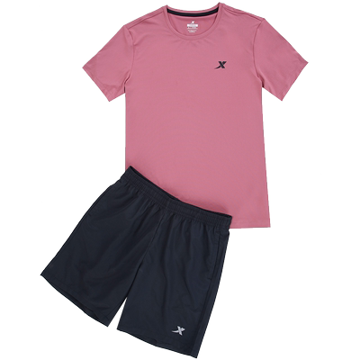 特步运动套装2025夏季时尚透气速干短袖短裤健身衣薄款两件套男装