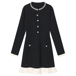 Goodland美地女装钉珠法式针织连衣裙短款2025冬新品LC35506247