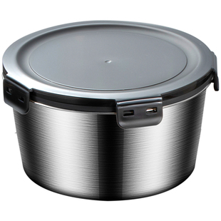 华际达保鲜盒不锈钢新款带盖饭盒圆形餐盒打包带饭汤碗冰箱密封碗