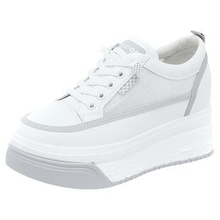 网红内增高小白鞋女小个子夏季网面透气显瘦英伦风女鞋显脚小时尚