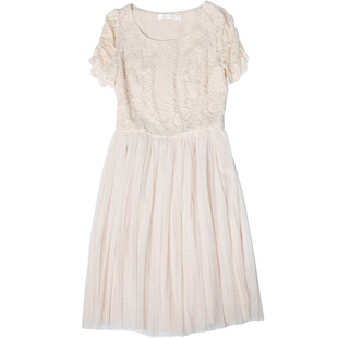 卡莎布兰卡夏季清仓法式赫本风收腰显瘦气质蕾丝网纱泡泡袖连衣裙