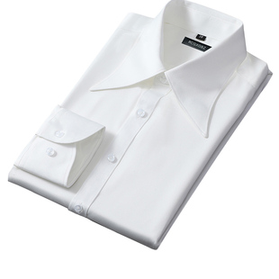 法式高级感帝国领衬衫长袖衬衣男免烫修身衬衣商务正装欧美大尖领