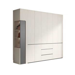 新款免拉手ENF级衣柜实木定制到顶分段式卧室家用现代简约大衣橱