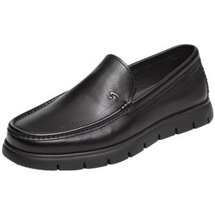 【坦途】沙驰男鞋新款时尚真皮牛皮轻底舒适一脚蹬软皮休闲乐福鞋