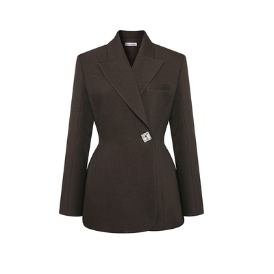 Maison Wester2025春季新款波嬉风复古钻扣收腰西装外套可露丽