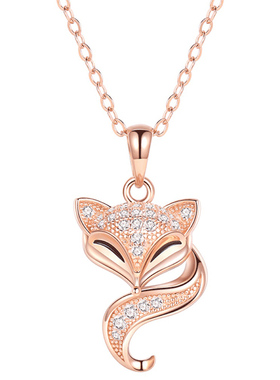 狐狸玫瑰金项链纯银设计感送女友
