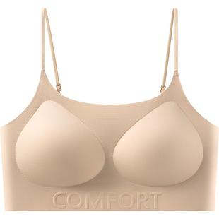 三枪粉底液文胸隐形无痕透气薄款聚拢细肩带软支撑女士内衣胸罩