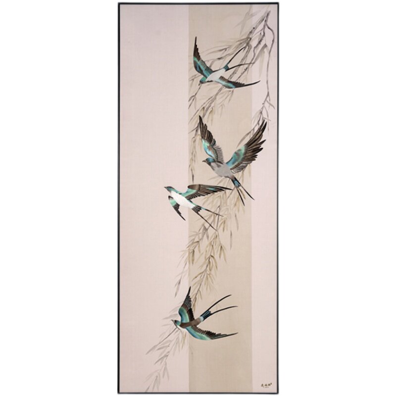 现货新中式手工苏绣成品玄关挂画春来吉祥过道沙发背景墙装饰画