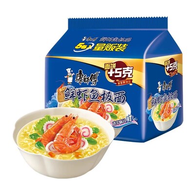 康师傅鲜虾鱼板面方便面泡面袋装牛肉面香辣整箱桶装香菇酸辣藤椒