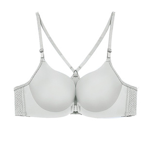 文胸前扣聚拢前排扣内衣女前开扣前边中间打开带扣子前面系扣胸罩