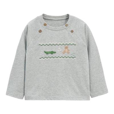 whitewheat鳄鱼小熊长袖T恤