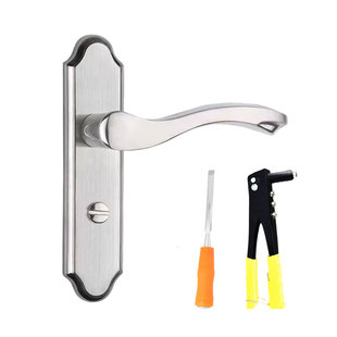 卫生间厕所门锁 通用型304不锈钢无钥匙老式锁具铝合金门把单舌锁