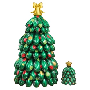 大号圣诞树气球充气堆堆立体柱圣诞树商场店铺圣诞节氛围装饰气球